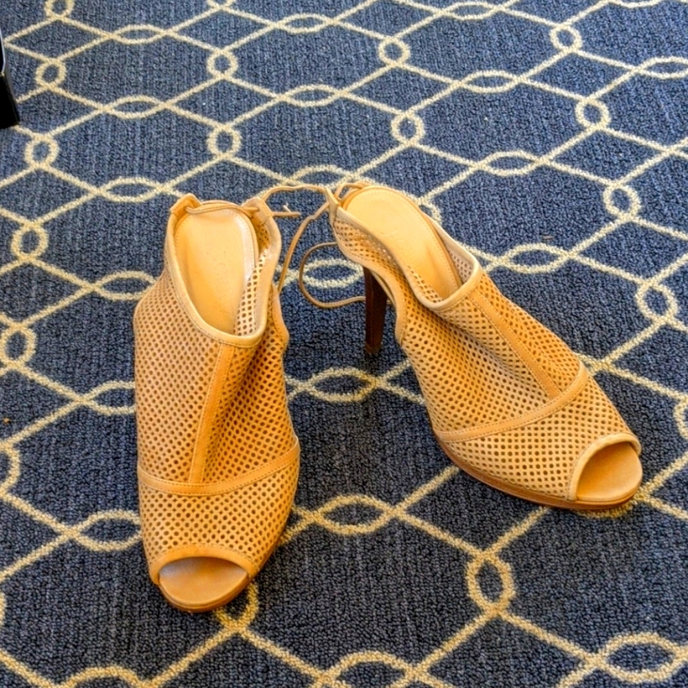 J Crew leather mesh heels